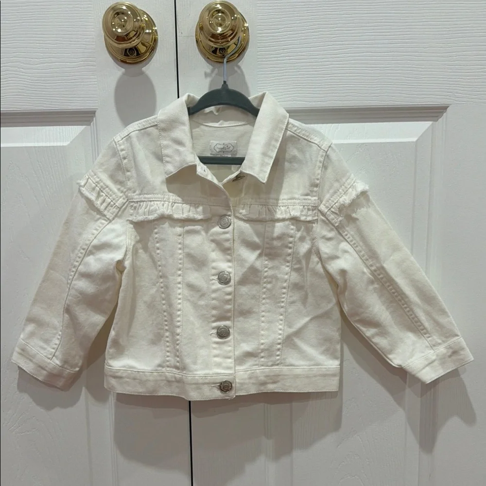 Mudpie white denim jacket EUC 2T-3T